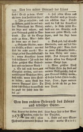 Von dem rechten Gebrauch des Lebens und irdischer Güter.