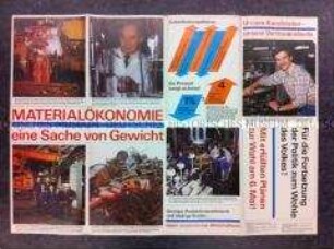 Druckbogen mit Wandzeitungsmaterial für Betriebe, Schulen und gesellschaftliche Einrichtungen der DDR zur Materialökonomie