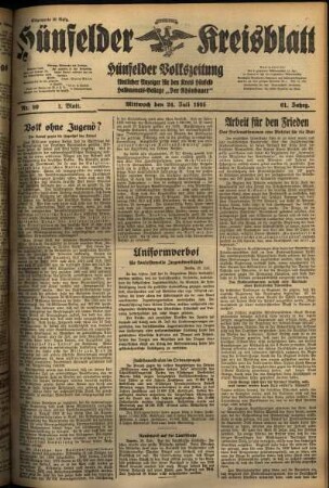Erste Ausgabe vom Mittwoch, den 24. Juli 1935.
