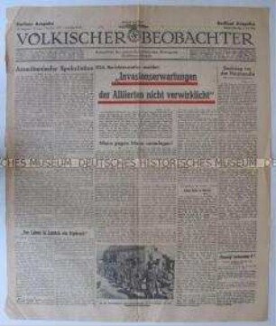 Titelblatt der Tageszeitung "Völkischer Beobachter" zu den Kämpfen in Nordfrankreich