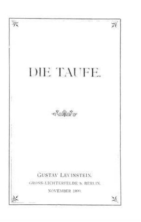 Die Taufe / Gustav Levinstein