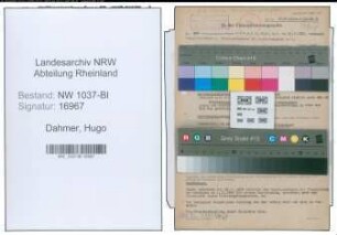 Entnazifizierung Hugo Dahmer , geb. 14.07.1887 (Reg.Rat)
