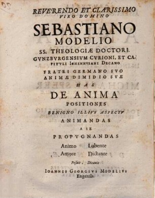 Centuria assertionum philosophicarum de anima corpori unita