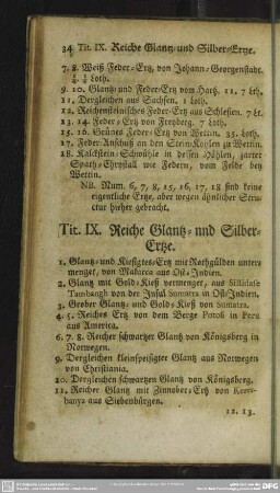 Tit. IX. Reiche Glantz- und Silber-Ertze
