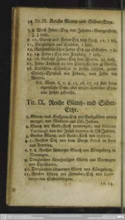 Tit. IX. Reiche Glantz- und Silber-Ertze