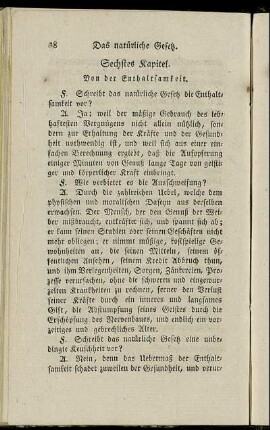Sechstes Kapitel. Von der Enthaltsamkeit.