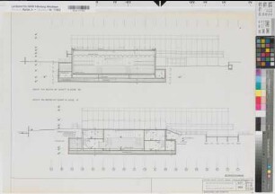 Münster (Münster) Hörsaalgebäude der Universität am Hindenburgplatz Blatt 6 Westansicht mit Schnitten 1968 1 : 100 55 x 80 kol. Pause Staatshochbauamt für die Universität Münster 54.06