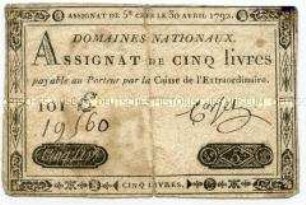 Frankreich, Assignat 10 Livres