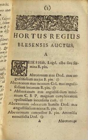 Praeludia Botanica. 1, Hortus Regius Blesensis Auctus : Cum Notulis durationis & Charactismis Plantarum addutarum, quam non scriptarum ...