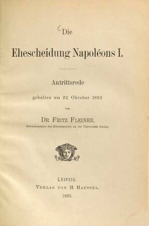 Die Ehescheidung Napoléons I. : Antrittsrede, gehalten am 22. Oktober 1892