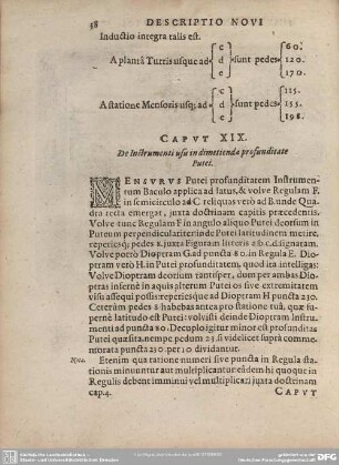 Caput XIX. De Instrumenti usu in dimetienda profunditate Putei.
