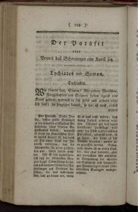 Der Parasit oder Beweis dass Schmarotzen eine Kunst sey