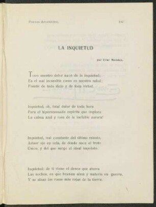 La inquietud / por Evár Mendez