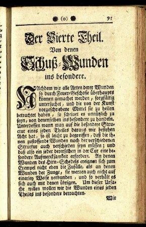 Der Vierte Theil. Von denen Schuß-Wunden ins besondere.
