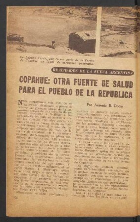 Copahué: otra fuente de salud para el pueblo de la República