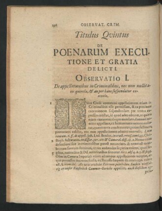 Titulus Quintus. De Poenarum Executione Et Gratia Delicti.