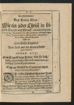 Das Erste Capittel - Das zehnde Capittel.