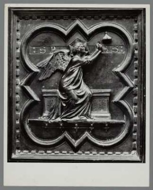 Relief der Bronzetür Andrea Pisanos am Baptisterium San Giovanni (Allegorie der Spes), Florenz, Toskana