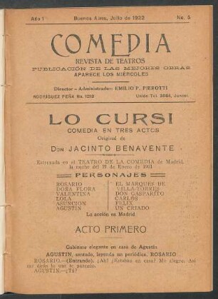 1922000500: Lo cursi : comedia en tres actos