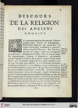 Discours de la religion des anciens Romains