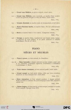 Piano - Sièges et meubles (Nr. 137-156bis)