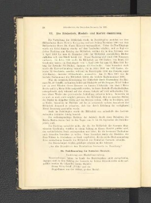 VI. Die Bibliothek, Modell- und Karten-Sammlung.