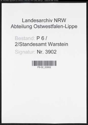 Sterberegister Standesamt Warstein