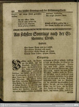Am sechsten Sonntage nach der Erscheinung Christi