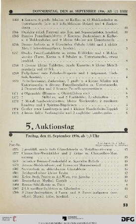 5. Auktionstag: Freitag, den 11. September 1936, ab ½ 3 Uhr (Nr. 1576-1975)