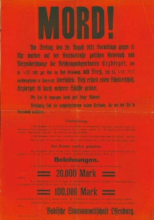 Ermittlungsakte des Polizeipräsidiums Berlin im Mordfall Matthias Erzberger