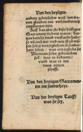 Von der heyligen Tauff/ was sie sey.
