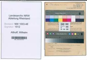 Entnazifizierung Wilhelm Althoff , geb. 27.09.1904 (Stadtinspektor)
