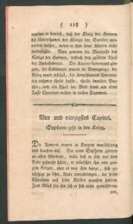 Vier und vierzigstes Capitel. Euphem geht in den Krieg.