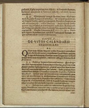 Caput V. De Vitiis Calendarii Gregoriani.