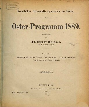 Oster-Programm. 1888/89
