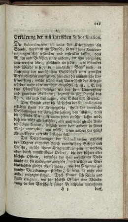 Erklärung der militairischen Subordination.