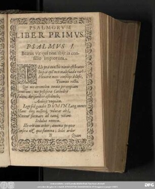 Psalmus I. Beatus vir qui non abiit in consilio impiorum.
