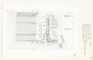 Klärwerk, Berlin-Moabit (Diplomarbeit bei Bernhard Hermkes und Hermann Fehling): Lageplan und Leitungsführung 1:500