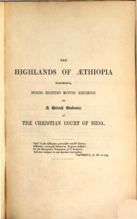 The Highlands of Aethiopia : in three volumes. 1