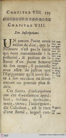 Chapitre VIII: Des inscriptions