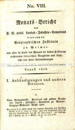 Monatsbericht. 1806