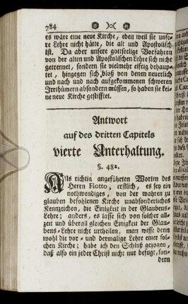 Antwort auf des dritten Capitels vierte Unterhaltung.