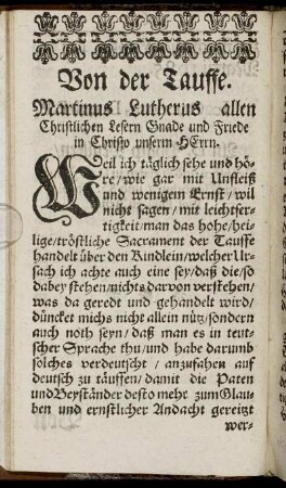 Von der Tauffe.