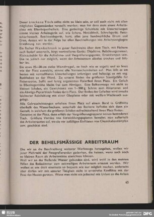 Der behelfsmässige Arbeitsraum