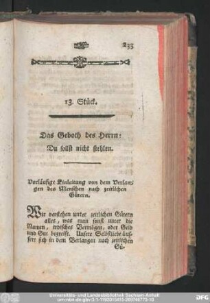 Das Geboth des Herrn: Du sollst nicht stehlen.