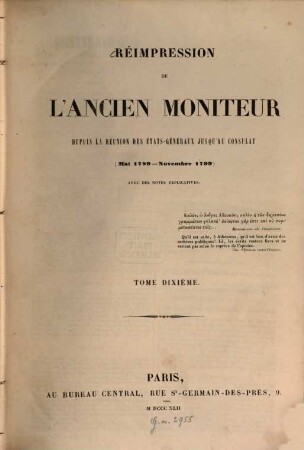 Réimpression de l'Ancien Moniteur : depuis la réunion des états-généraux jusqu'au consulat ; (Mai 1789 - Novembre 1799), 10