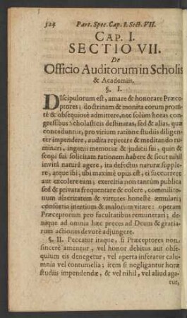 [...] Sectio VII. De Officio Auditorum in Scholis & Academiis.