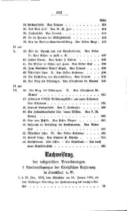Nachweisung der mitgeteilten Verordnungen