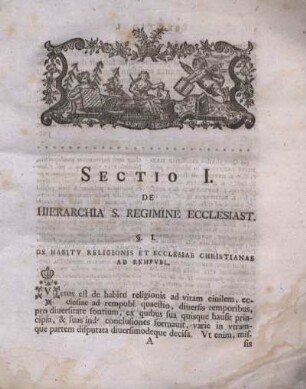 Sectio I. De Hierarchia S. Regimine Ecclesiast.
