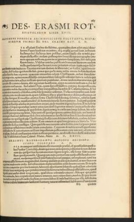Des. Erasmi Rot. Epistolarum Liber XVIII.